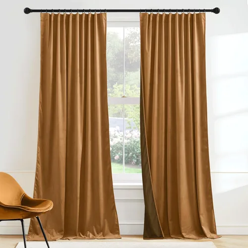 Miniatura 24 de RYB HOME Cortinas elegantes de terciopelo verde de 108 pulgadas de largo, bloqueo de luz, aislamiento térmico, elegantes cortinas de terciopelo
