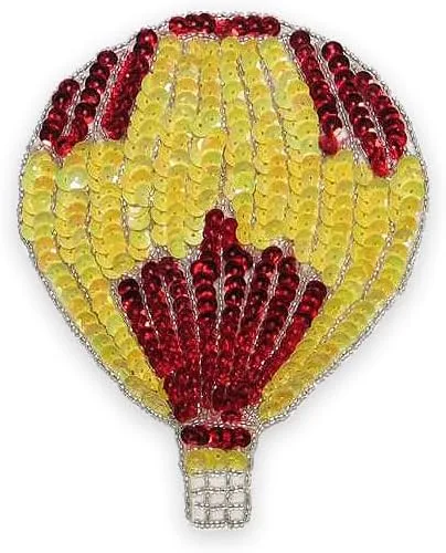 Expo International Apliques de globo de aire caliente con lentejuelas con cuentas/parche mediano | Varios colores