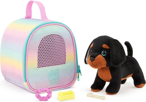 Glitter Girls Accesorios para muñecas de 14 pulgadas - Perro de peluche y transportador - Accesorios para muñecas - Teckel Puppy 3+ años - Juego de