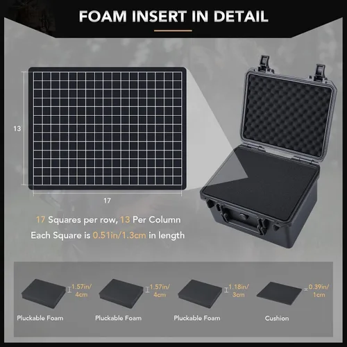 Miniatura 7 de Lykus HC-2520 Funda rígida impermeable con espuma, tamaño interior 9.8 x 7.5 x 6.1 pulgadas, adecuado para pistola, micrófono, grabadora y más