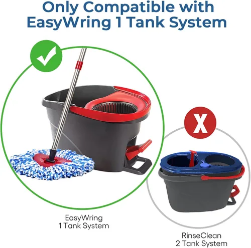 Miniatura 3 de Matthew Cleaning - Juego de 3 cabezales de repuesto de microfibra azul compatible con EasyWring Spin Mop Reemplazar la cabeza EasyWring de alta