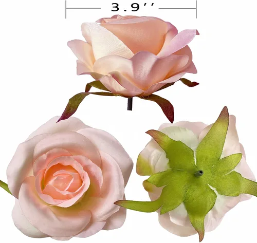 Miniatura 2 de Cabezales de rosas artificiales de 3.5 pulgadas, 20 unidades, rosas rosas claras de aspecto real para boda, decoración del hogar, manualidades, Rosa