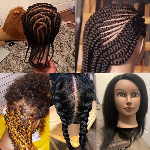 Miniatura 6 de Cabeza de maniquí con cabello humano 100% real, maniquí de cosmetología, cabeza de muñeca, peluquero, práctica de peinado, cabeza de entrenamiento