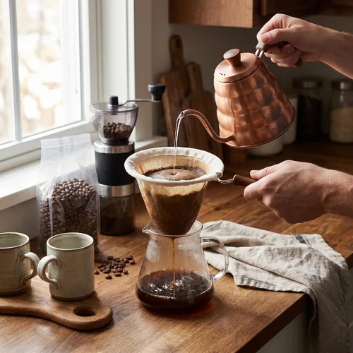 Miniatura 2 de Filtro de café de tela, calcetín de café de franela reutilizable con mango de madera, colador de café para verter sobre goteo para preparación hecha