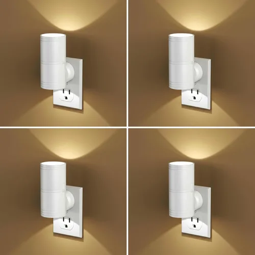 Miniatura 10 de Likelgn Luz nocturna enchufable a la pared, paquete de 2 luces LED regulables con sensor de atardecer a amanecer, brillo blanco suave, para pasillo