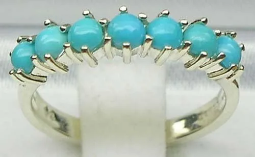 Miniatura 2 de Anillo de eternidad para mujer de plata de ley 925 auténtica turquesa auténtica