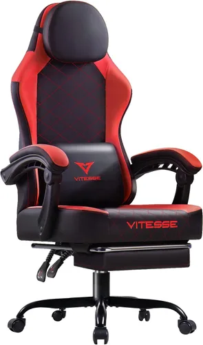 Miniatura 9 de PUKAMI Silla de juegos con reposapiés, silla ergonómica para jugadores para adultos, silla reclinable de juego de computadora estilo carreras
