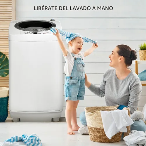 Miniatura 2 de COSTWAY Lavadora portátil, capacidad de 8 libras, lavadora completamente automática con 6 programas de lavado, pantalla LED, 3 niveles de agua