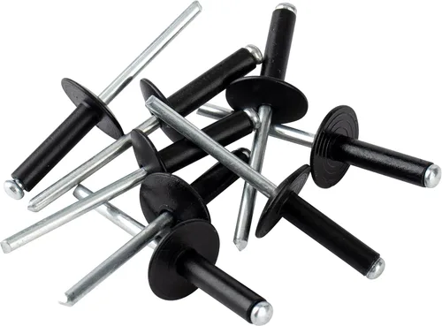 Miniatura 4 de ISPINNER 100 remaches ciegos de aluminio con brida grande de 3/16 x 3/4 pulgadas, remaches de agarre de 0.551-0.630 in (negro)