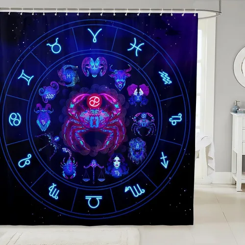 Miniatura 12 de Piscis - Cortina de baño de 72 pulgadas de ancho x 72 pulgadas de largo, 12 patrones de constelación para niños, niñas, niños, niñas, juego
