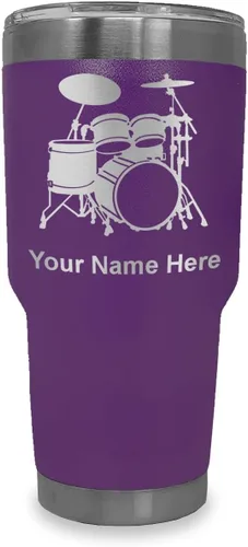 Miniatura 11 de LaserGram Vaso aislado al vacío de 20 onzas, juego de batería, grabado personalizado incluido (negro)