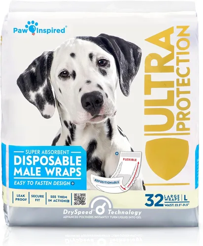 Miniatura 8 de Paw Inspired Envolturas para perros machos, pañales desechables para perros Bandas para el vientre para perros pequeños, medianos y grandes