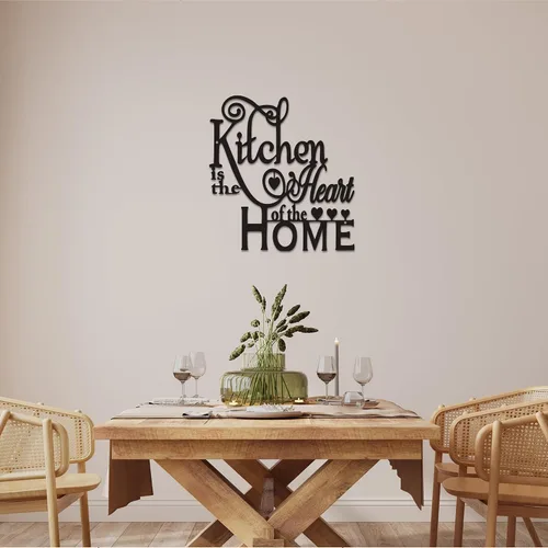 Miniatura 6 de Decoración de pared de cocina, moderna escultura de pared de metal negro "Kitchen is the Heart of the Home", arte de pared impermeable para cocina