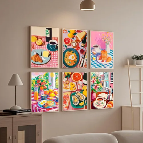 Miniatura 7 de Leatrice Paquete de 6 kits de pintura de diamantes para adultos, kits de arte de diamantes 5D, pinturas de puntos de gemas redondas, taladro