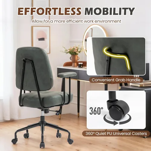 Miniatura 5 de ECOTOUGE Silla de oficina en casa, silla de escritorio tapizada con reposabrazos, silla de computadora moderna y cómoda de mediados de siglo