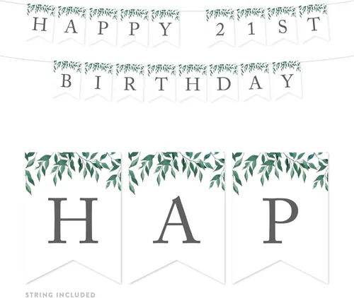 Miniatura 34 de Andaz Press Decoración de pancarta de hojas verdes naturales para fiesta de cumpleaños, 75 años de amor, aproximadamente 5 pies, 1 juego, decoración