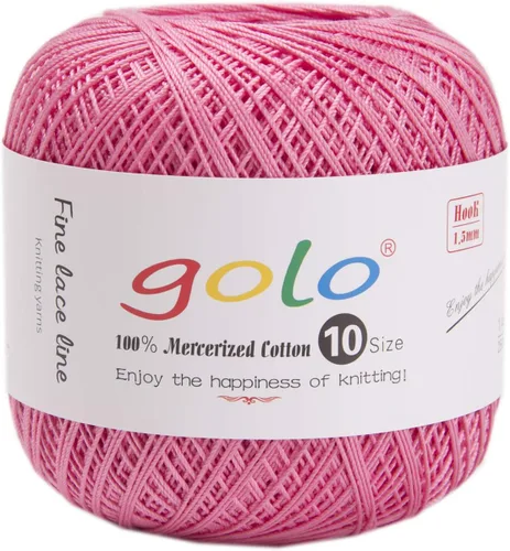 Miniatura 57 de Golo - Bolas de hilo para crochet de algodón tamaño 10, color algodón para crochet D-Fresa D078-fresa