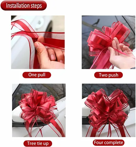 Miniatura 5 de GAKA 10 lazos rojos, lazos grandes de 6 pulgadas para envolver regalos o cestas de flores, Navidad, día de San Valentín, varias decoraciones