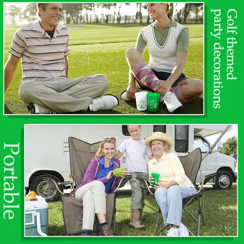 Miniatura 7 de Norme 24 vasos de plástico reutilizables para fiestas de golf, diseño de carrito de pelota de golf de 16 onzas, regalos de suministros, decoraciones