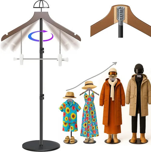 Miniatura 6 de Soporte para camisetas (negro, 44.5 pulgadas con soporte para sombreros, 1 unidad)