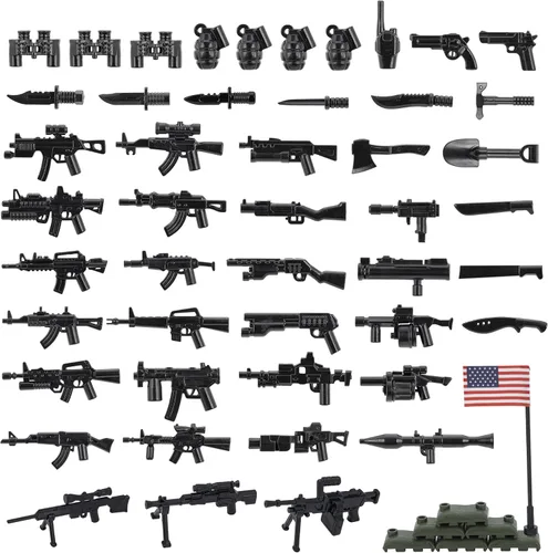 Paquete de armas, accesorios de armas militares, juguetes modelo soldado de la Segunda Guerra Mundial, equipo militar, bloques de batalla,