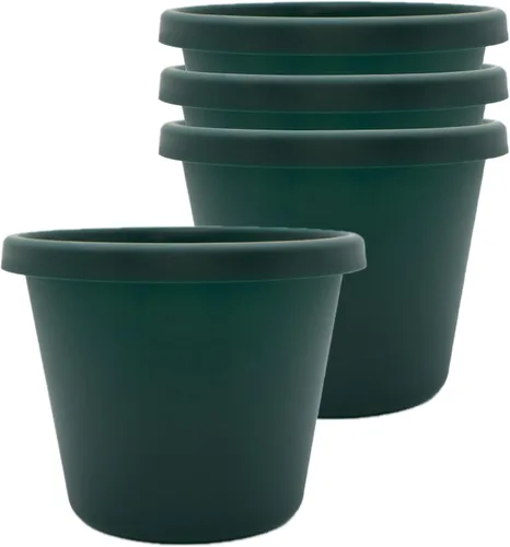 Miniatura 26 de The HC Companies Maceta redonda de plástico Prima con borde enrollado - Maceta para flores ligera y resistente a los rayos UV para hierbas y más