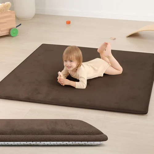 Miniatura 30 de Huloo Sleep Alfombra de Juego para Bebés para Piso, Espesor de 1.3" de Espuma Elástica, Alfombra de 1.27m×1.27m para Tiempo de Barriga, Terciopelo
