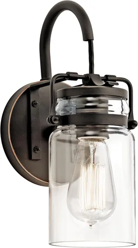 Lámpara de pared Brinley de Kichler, para 1 foco y con pantalla de vidrio transparente, 45576OZ, 100watts, 120 volts Bronce antiguo