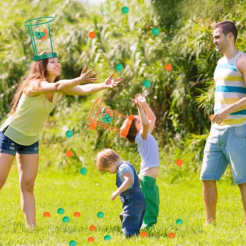 Miniatura 4 de Hooqict Paquete de 3 piezas de juego de fiesta de baloncesto para niños y adultos, juego de diadema ajustable con 40 bolas para fiesta de carnaval