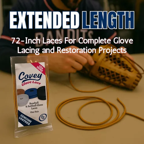 Miniatura 5 de Covey Sports Kit de encaje de guante de béisbol de alta calidad, cuero crudo americano auténtico, cordones de 72 pulgadas para reparación y relación