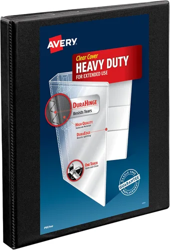 Miniatura 9 de Avery Carpeta antiadherente de 3 anillas, anillos inclinados de 1/2 pulgada, capacidad para 135 hojas, color negro (05233) (paquete de 2)