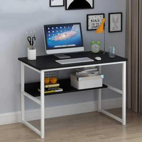 Miniatura 2 de Escritorio para computadora de oficina en casa con estantería, escritorio de madera de 43 pulgadas con estantes de almacenamiento, mesa moderna