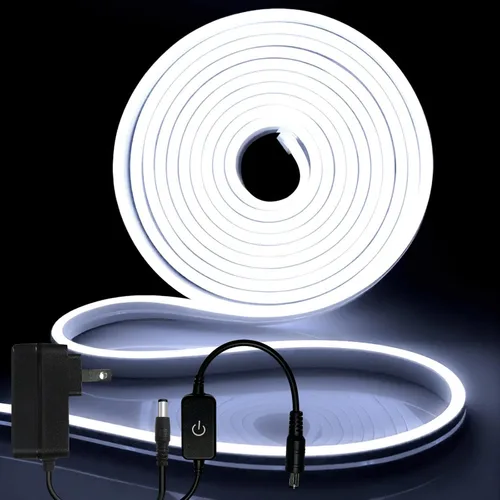 Miniatura 38 de iNextStation Blue LED Light Strip, 16.4ft/5m 12V Silicone Flexible Neon Rope Lights, IP65 Waterproof Cuttable LED Strip Lights for Gaming Room