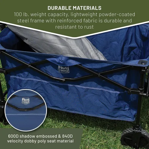Miniatura 8 de Timber Ridge Carro plegable plegable, carro de playa con ruedas universales todo terreno, carrito de comestibles plegable resistente para jardín al