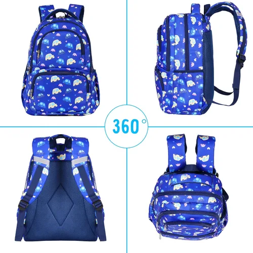 Miniatura 4 de Mochila para niñas, mochila escolar con nubes de arco iris, mochila escolar ligera con lonchera y estuche para lápices