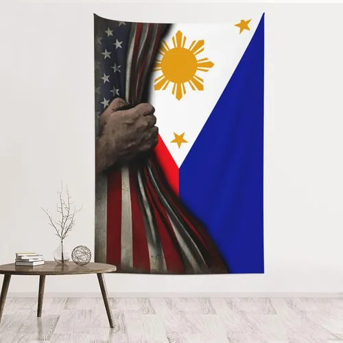 Miniatura 20 de Tapiz de mitad de bandera estadounidense y bandera de Jamaica de 60 x 40 pulgadas, divertido tapiz estético, arte de pared para dormitorio, sala