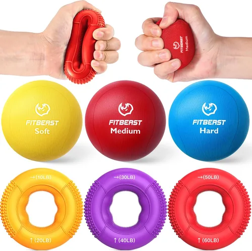 Miniatura 9 de FitBeast Grip Strength Trainer, Finger Exerciser, Stress Balls for Adults 6-Piece Set, Hand Therapy for Strength, Recovery & Stress Relief, Forearm