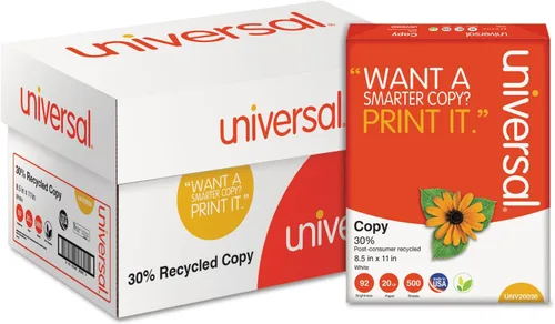 Miniatura 5 de Universal Papel de copia reciclado 30%, brillo 92, 20lb, 8 1/2" x 11", blanco, 5000/cartón (20030)