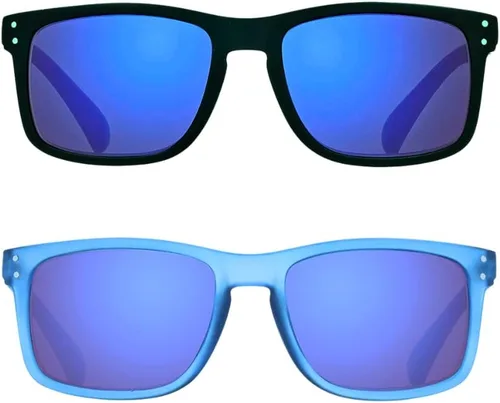 Miniatura 15 de proSPORT Lentes de sol de lectura para lectores con montura de cuerno con lentes de espejo azul para hombres y mujeres, no bifocales