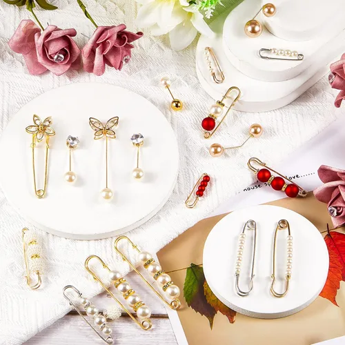 Miniatura 3 de 35 piezas de broche para mujer, suéter, chal, cárdigan, collar, sombrero, clip, escote, retro, perla, cristal, vestido de camisa, clip de camisa