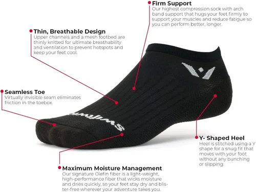 Miniatura 3 de Swiftwick - ASPIRE ZERO (3 pares) calcetines para correr, calcetines de ciclismo, ajuste de compresión