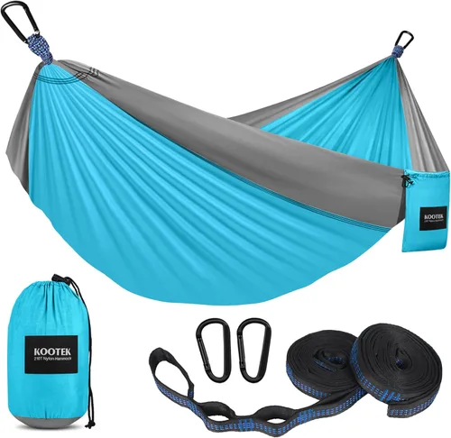 Miniatura 21 de Kootek Hamaca de campamento, hamacas portátiles con correas para árboles y bolsa de transporte adjunta, equipo esencial de campamento, perfecto