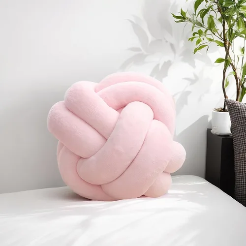 Miniatura 11 de Almohada corta de felpa con nudo, cojín de cintura para decoración del hogar, cojín de felpa para sofá, automóvil o decoración de oficina