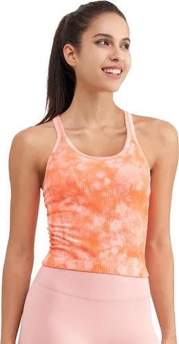 Miniatura 48 de sphinx cat - Camiseta corta de entrenamiento para mujer, camiseta sin mangas, acanalada, con espalda cruzada y brasier integrado
