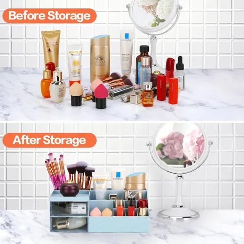 Miniatura 5 de LETURE Organizador de Escritorio, Caja Organizadora de Tocador de Maquillaje Cosmético, Almacenamiento de Maquillaje para Mostrador de Baño