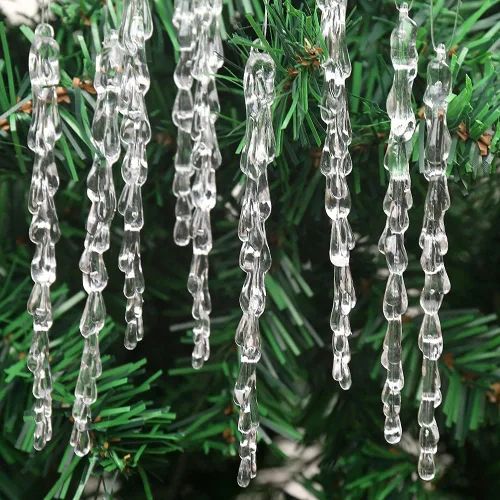 Miniatura 4 de Adornos de carámbanos de 25 piezas, juego de colgantes de carámbanos, decoración de Navidad, carámbanos acrílicos transparentes con cordón
