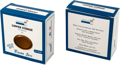 Miniatura 2 de Insertos de tapa de almacenamiento plana de aluminio de color cobre para tarros Mason (paquete de 10, boca regular)