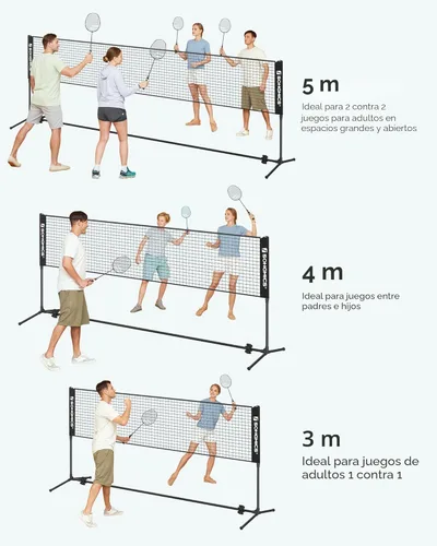 Miniatura 8 de SONGMICS - Red de bádminton ajustable en altura, red de voleibol, red de pickleball para tenis junior, niños, cancha interior y exterior, red Negro
