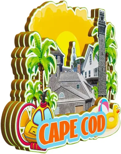 Miniatura 2 de Cape Cod Massachusette USA - Imán para nevera de madera 3D, monumentos de viaje, coleccionables, recuerdos, decoración hecha a mano -2751