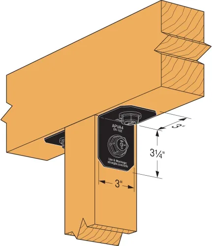 Miniatura 3 de Simpson Strong-Tie APVA4 Outdoor Accents Avant Collection ZMAX, ángulo de 90° con recubrimiento en polvo negro para 4X (paquete de 12)